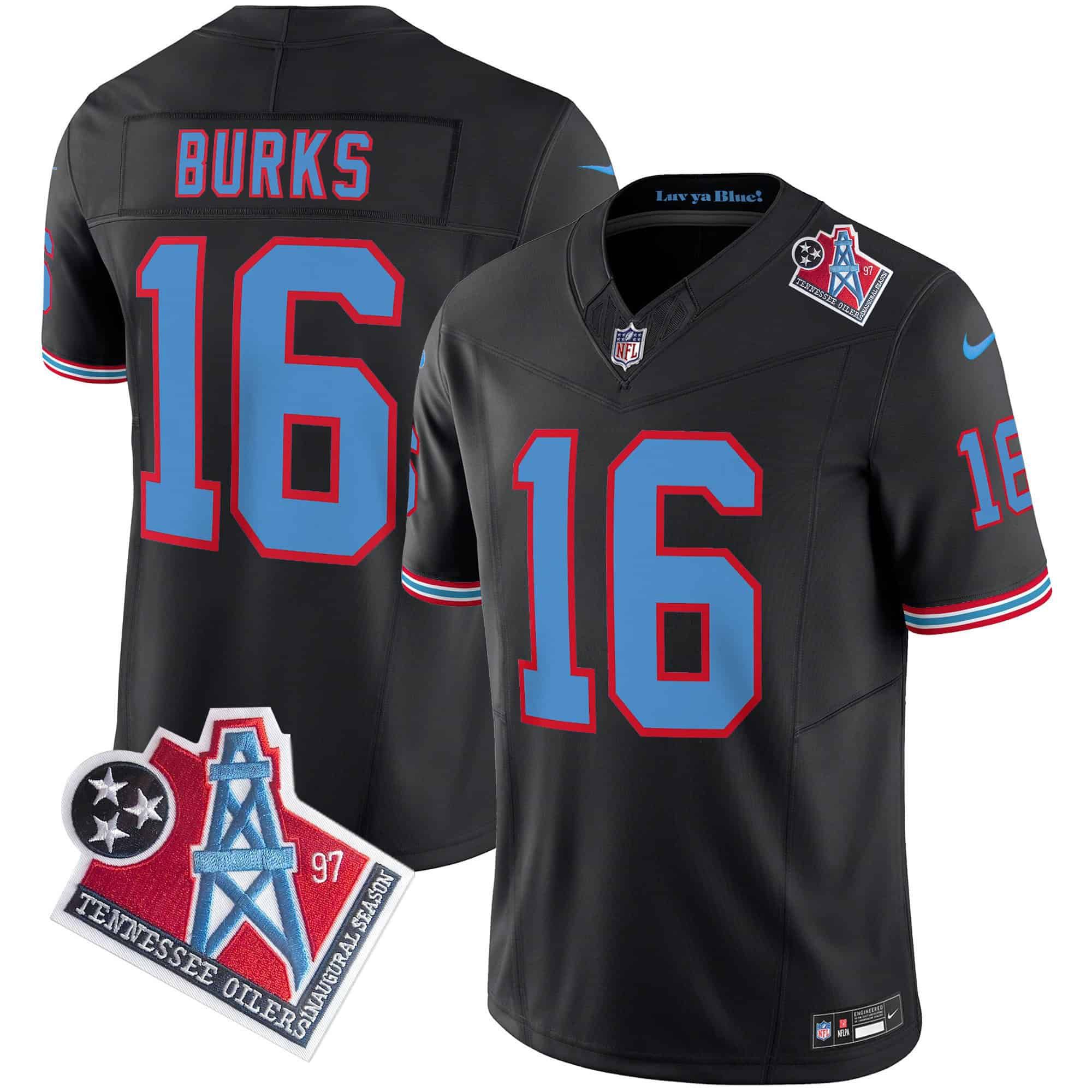 Men Tennessee Titans 16 Burks Black 1997 Throwback 2024 Nike Limited Vapor NFL Jersey
